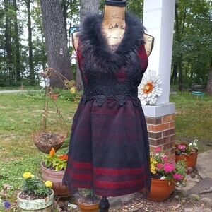 Velvet Black and Red Mini Dress